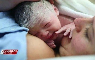 mum delivers baby via caesarean