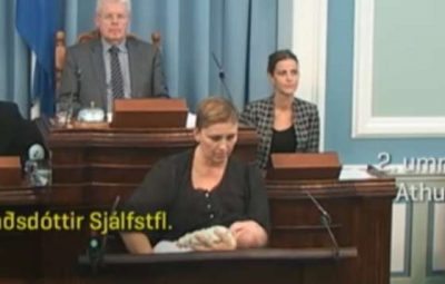 icelandic politician breastfeeding baby